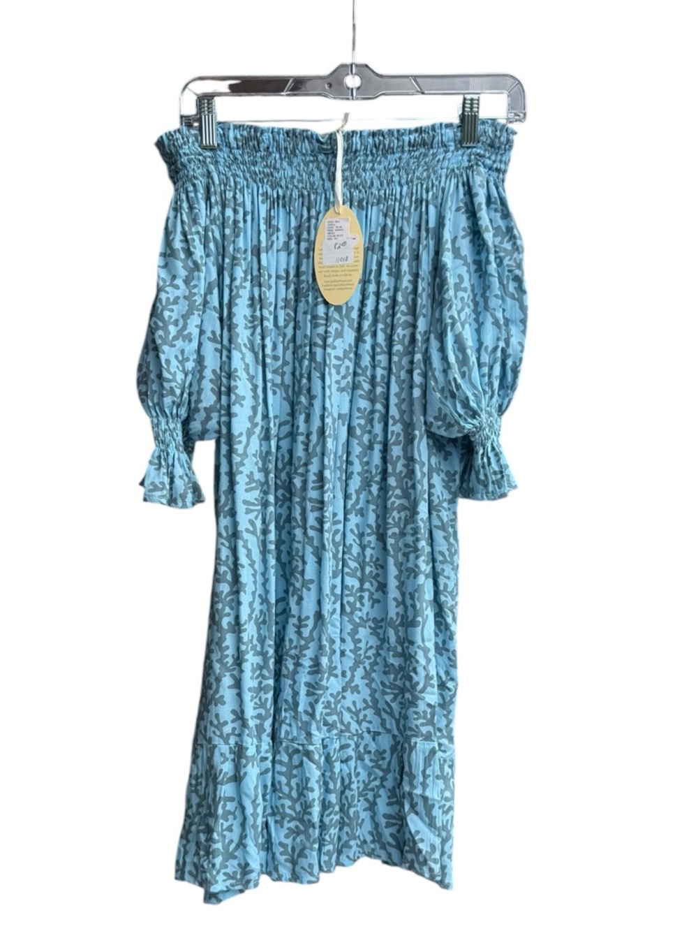 NWT Lani Lau Off-Shoulder Blue Floral Midi Dress Size M